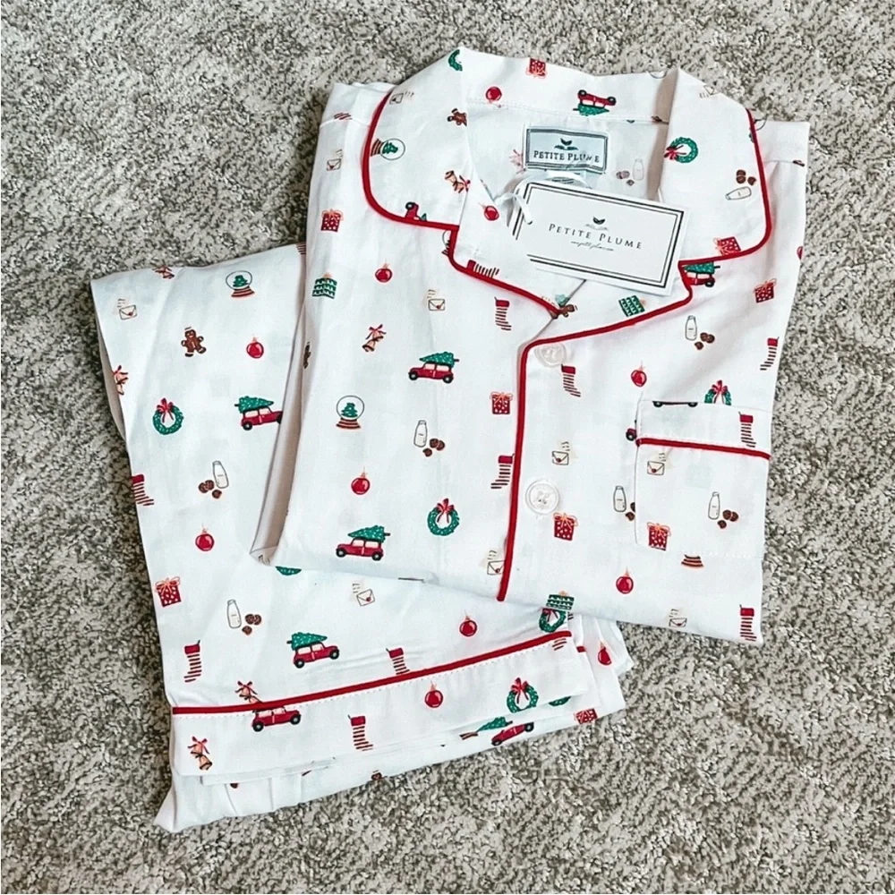Petite Plume Big Kid's Winter Nostalgia Holiday Twill Pajama Set—14